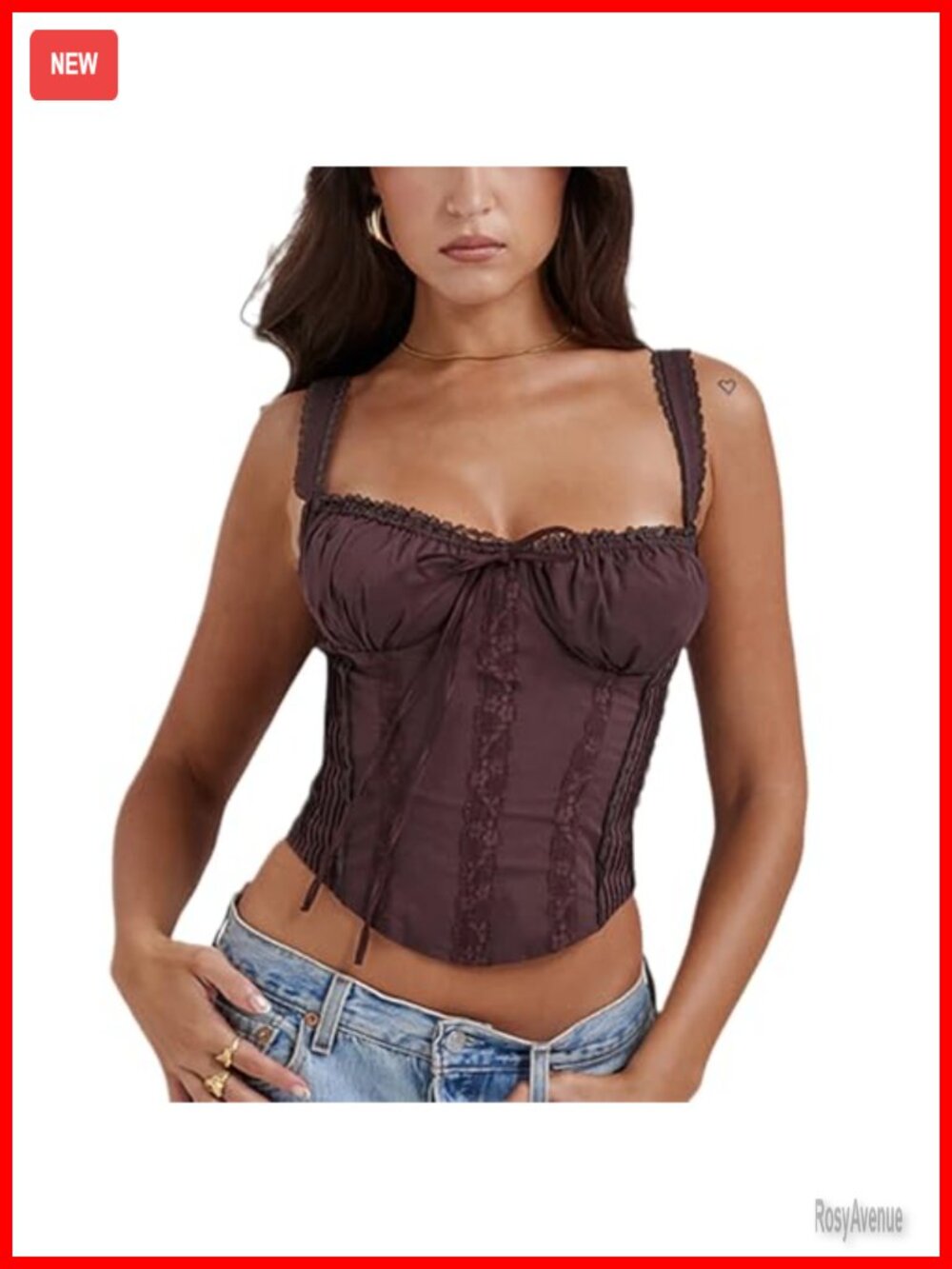 Lace Up Cami Corset Top Cold Shoulder Zip Side Ties Back Bustier